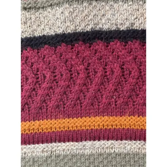 Vintage London Fog Striped Knit Sweater Vest Burgundy Multicolor 90s Grandpa